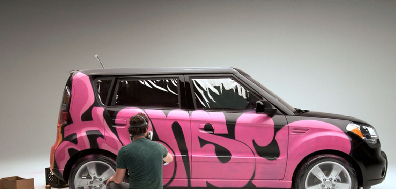 Illustration for article titled Kia Soul Graffitized With Aqua Teen Hunger Force Characters